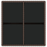 Garden Table Brown 109x107x74 cm Poly Rattan and Glass 316788
