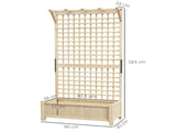 Raised Bed with Drainage Holes, Wood Planter with Trellis for Climbing Plants to Grow Vegetables, T3398P310880