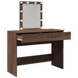 Dressing Table with LED Brown Oak 100x40x130 cm 848198