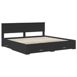 Bed Frame Black and Silver 200 x 200 cm Engineered Wood 3410855