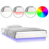 LED Bed Frame without Mattress White Small Single Solid Wood 819998