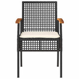 Garden Chairs with Cushions 4 pcs Black Poly Rattan Acacia Wood 366251