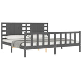 Bed Frame without Mattress Grey 200x200 cm Solid Wood Pine 3192838