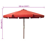 ZNTS Garden Parasol with Wooden Pole 330 cm Terracotta 47217