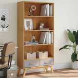 Bookcase 4-Tier OLDEN Grey and Brown Solid Wood Pine 358613