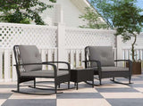 Three-Piece Rocking Chair Rattan Bistro Set - Black T3398P317697
