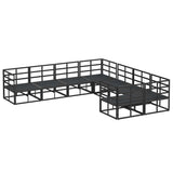 Garden Sofa Set with Cushion 8 pcs Black Steel 3378952