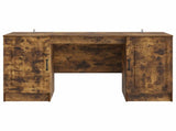 Desk with Shelf Smoked Oak 142.5 x 50 x 75 cm Engineered Wood 3414644