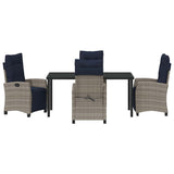 Garden Dining Set with Cushion 5 pcs Grey Poly Rattan 3380473