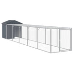 Chicken Cage with Run Anthracite 117x609x123 cm Galvanised Steel 3189070