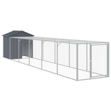Chicken Cage with Run Anthracite 117x609x123 cm Galvanised Steel 3189070