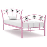 Bed Frame Pink Powder-coated metal Single Durable Bed Frame 324747