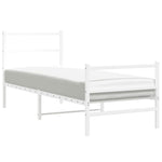 Metal Bed Frame without Mattress with Footboard White 75x190cm 355422