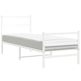 Metal Bed Frame without Mattress with Footboard White 75x190cm 355422