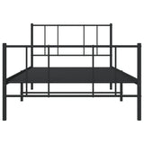 Metal Bed Frame without Mattress with Footboard Black 90x190cm 352490