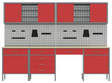 Work Cabinet with Drawer 10 pcs Red Engineered Wood and Steel 3321479