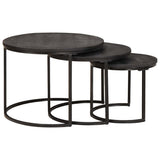 Nesting Coffee Tables 3 pcs Black Solid Mango Wood and Steel 4104638