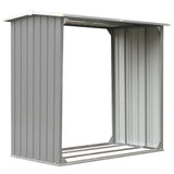Garden Log Storage Shed Galvanised Steel 172x91x154 cm Grey 44858