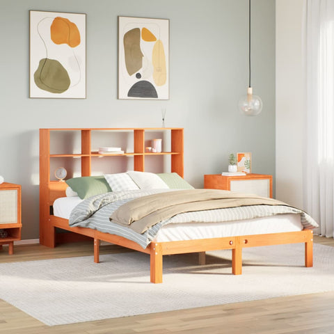Bookcase Bed without Mattress Wax Brown 120x190 cm Small Double Solid Wood Pine 3322574