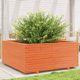 ZNTS Garden Planter Wax Brown 110x110x49.5 cm Solid Wood Pine 3282546