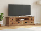 TV Stand with Drawer Natural 110 x 30 x 40 cm Solid Teak Wood 42017955