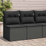 2 Piece Garden Sofa Set with Cushions Black Poly Rattan Acacia 3325231