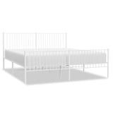 Metal Bed Frame without Mattress with Footboard White 193x203cm 350955