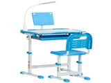 Kids Study Desk and Chair Set w/ Adjustable Height, Storage, Drawer, Blue T3398P347706