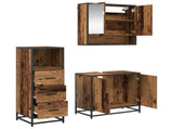 Bathroom Furniture Set with Door 3 pcs Old Wood Engineered Wood 3402432