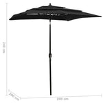 ZNTS 3-Tier Garden Parasol with Aluminium Pole Black 2x2 m 313850