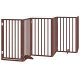 Dog Gate with Door Foldable 15 Panels Brown 750 cm Poplar Wood 3155552