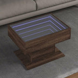 Coffee Table with LED Brown Oak 70x50x45 cm Engineered Wood 847538
