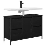 Basin Cabinet with Drawers Black Oak 90x34.5x60 cm 861887