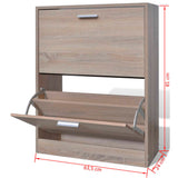 Oak Look Wooden Shoe Cabinet with 2 Compartments 241243