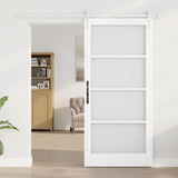 Sliding Door ORKDAL White 93 x 202 cm Solid Pine Wood and Glass 3331924