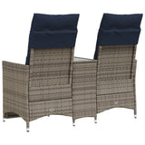 Reclining Garden Sofa 2-Seater with Table Grey Poly Rattan 365714