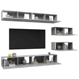 6 Piece TV Cabinet Set Concrete Grey Engineered Wood 3079148