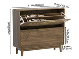 80cm Walnut Shoe Cabinet, Mid-Century Modern Freestanding Shoe Cabinet, Freestanding Organizer with W6296P537617