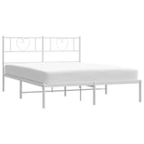 Metal Bed Frame without Mattress with Headboard White 120x200cm 355510
