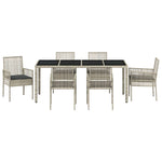 Garden Dining Set 7 pcs Light grey Poly rattan 3334899
