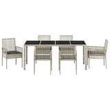 Garden Dining Set 7 pcs Light grey Poly rattan 3334899