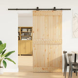 Sliding Door with Hardware Set 100x210 cm Solid Wood Pine 3332675