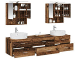 Bathroom Furniture Set 5 pcs Old Wood Engineered Wood and Glass 3406885
