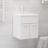 Sink Cabinet with Built-in Basin High Gloss White Engineered Wood 3071267
