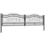 ZNTS Fence Gate with Spear Top Black 406x151 cm Powder-coated Steel 151100