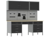 Work Cabinet 8 pcs Black and Grey Engineered Wood and Steel 3321458