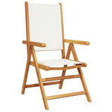 Reclining Garden Chairs 8 pcs Cream White Fabric and Solid Wood 3214540