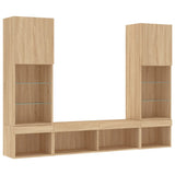 5 Piece TV Wall Units with LED Sonoma Oak Engineered Wood 3216692