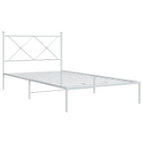 Metal Bed Frame without Mattress with Headboard White 100x190cm 376545