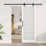 Sliding Door White 78 x 211 cm Solid Pine Wood and Glass 3332302